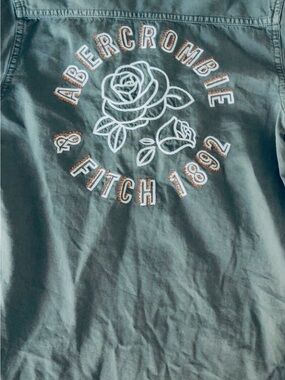Abercrombie & Fitch Sage Green Rose Embroidered Jacket